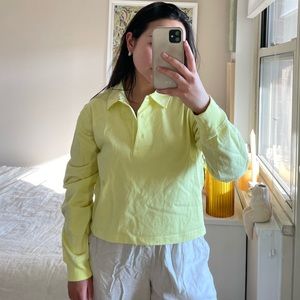 Neon yellow cropped collared long sleeve helmut lang